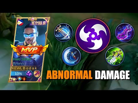 BRUNO ABNORMAL DAMAGE PART 2 | BRUNO BEST BUILD AND EMBLEM - MLBB