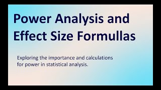 Power Analysis & Effect Size Formulas