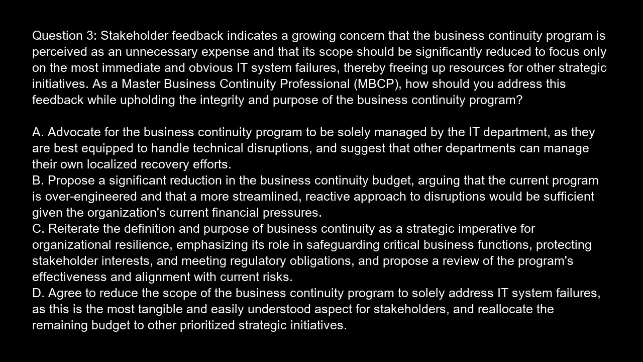 Master Business Continuity Professional  MBCP  Free Practice Test video