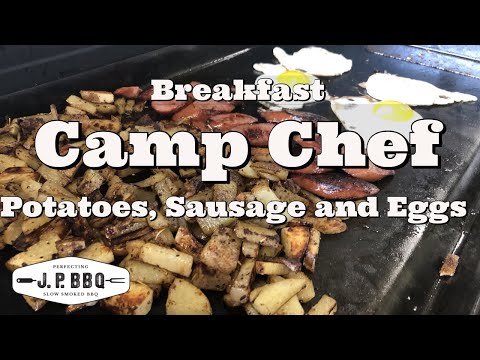 Camp Chef Breakfast Sausage, eggs and potatoes