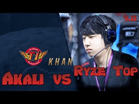 SKT Khan - Akali vs Ryze Top - LoL Season 9 KR Ranked | League Of Legends