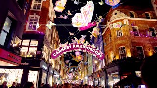 London Christmas Lights 2021 | Carnaby Street | Fun display with a lot of brilliant butterflies | 4K