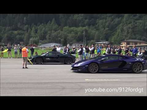 Lamborghini Aventador SVJ DRAG RACE vs Mclaren Senna vs Bugatti Veyron vs LaFerrari