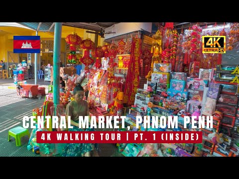 Central Market Phnom Penh 🇰🇭 Walking Tour 4K (part 1) | SHOPPER'S PARADISE!