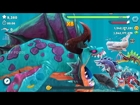 , title : 'Hungry Shark Evolution - Giant Monster Enemy SHARKNAROK New Skin Update - All 26 Sharks Unlocked'