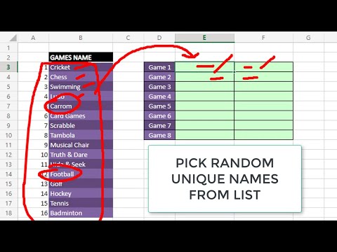 Select or Pick Random Unique Names from List in Excel | Random Unique Array Selection