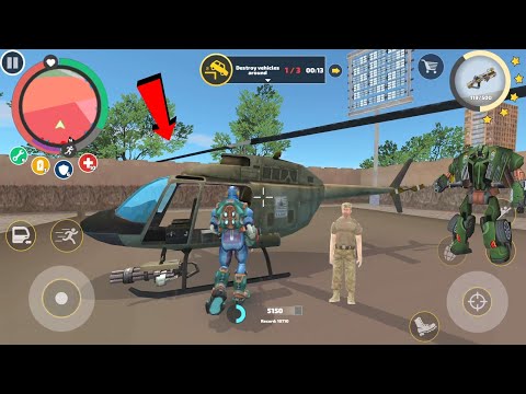 Rope Hero: Vice Town (Rope Hero Stolen Army Spawn Helicopter)Rope Hero on Base - Android Gameplay HD