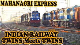 preview picture of video '11093 CSMT-BSB MAHANAGRI EXPRESS || TWINS Meets TWINS with Freight In INDIAN RAILWAYS of WCR/JBP'