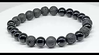 Minerální náramek onyx, lávový kámen - CHARAKTER