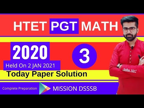 Htet Pgt Maths Solved Paper 2020 Part-3 | HTET PGT ANSWER KEY | HTET PGT 2020 Answer key