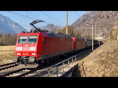 #408# TRENI MERCI - Il convoglio 45003 da Mannheim in transito a Claro! #alptransit 