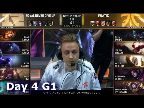 RNG vs FNC | Day 4 S9 LoL Worlds 2019 Group Stage | Royal Never Give Up vs Fnatic