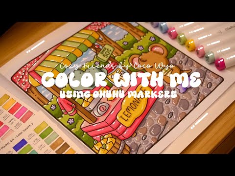 Color with me (ASMR) 🍋💕 'Cozy Friends' by Coco Wyo using Ohuhu markers 🌱✏️ #adultcoloring #asmr