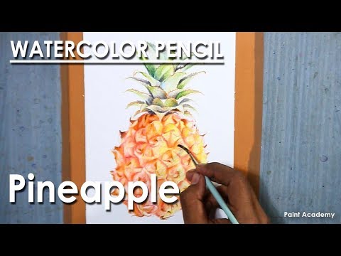 Watercolor Pencil Drawing Pineapple | drawing shading