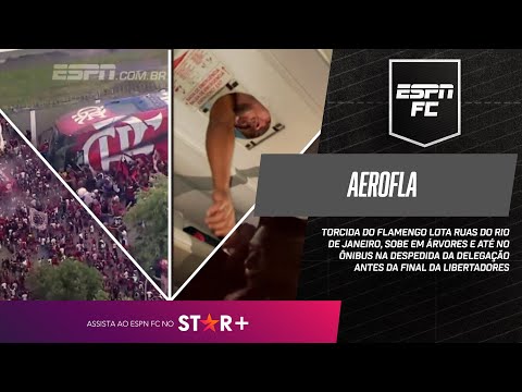 AEROFLA: TORCIDA DO FLAMENGO LOTA RUAS DO RIO, SOBE NO ÔNIBUS E CONSEGUE ATÉ ABRIR ESCOTILHA