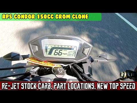 (E2) RPS Condor 150cc Parts under plastic location carburetor removal, re-jetting, top speed 64 mph