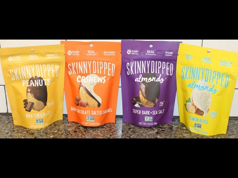 Skinny Dipped: Peanuts, Dark Chocolate Salted Caramel Cashews, Super Dark + Sea Salt/Lemon Almonds