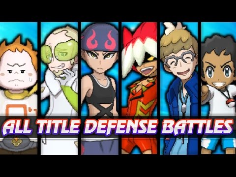 Pokemon Sun and Moon - ALL Champion Title Defense battles (60FPS)