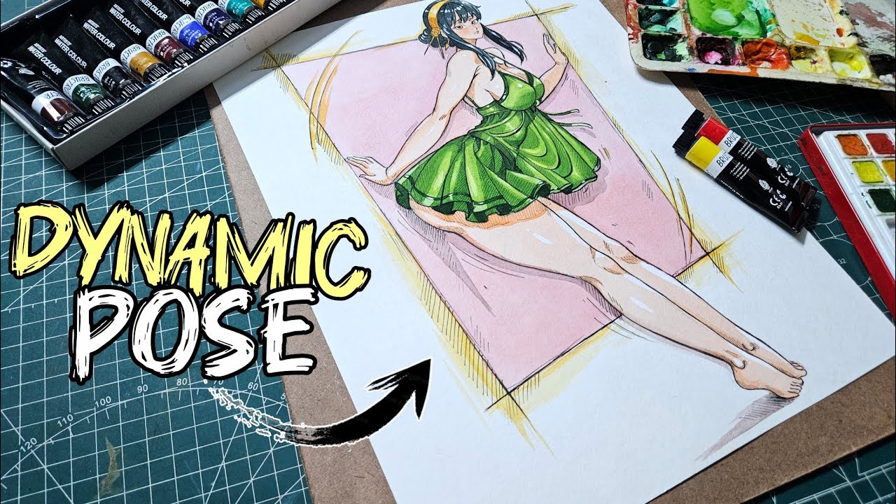 Anime DYNAMIC pose drawing Tutorial/ ACTION Figure (Yor Forger)