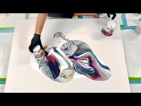 GIANT Canvas! - THE DIRTY DOUBLE Flip Cup On 36"x48" Canvas - TLP Frost - Abstract Acrylic Pour