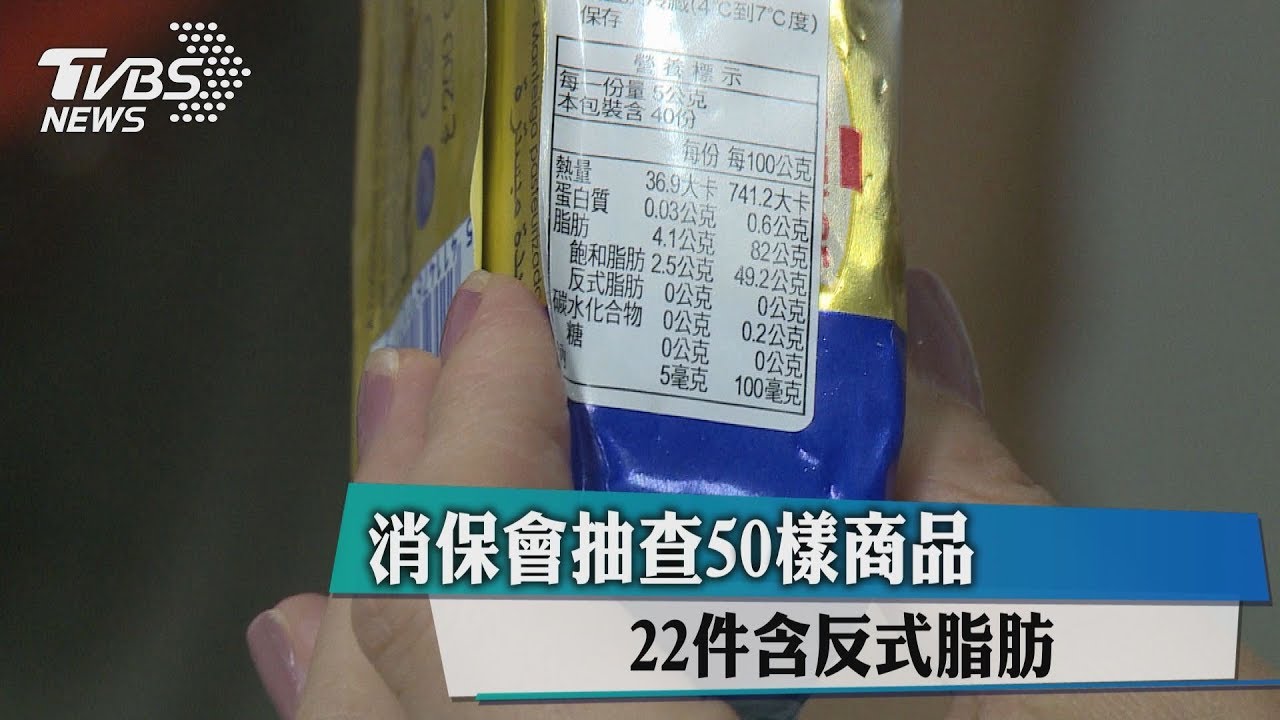 消保會抽查50樣商品 22件含反式脂肪