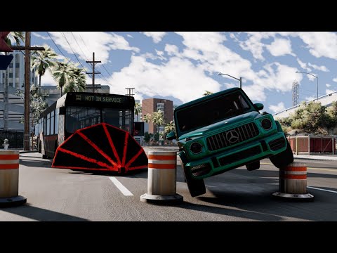 Cars vs Bollards 4k Crashes  | BeamNG.Drive | CrashBot