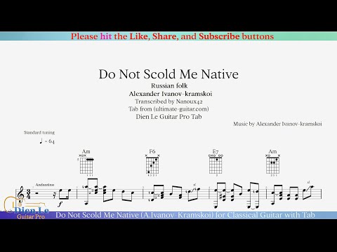 Do Not Scold Me Native (A.Ivanov-Kramskoi) for Classical Guitar with Tab