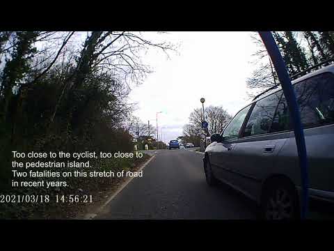 MGIF - Close Pass of Cyclist by Pedestrian Island - WF53YSG WF53 YSG