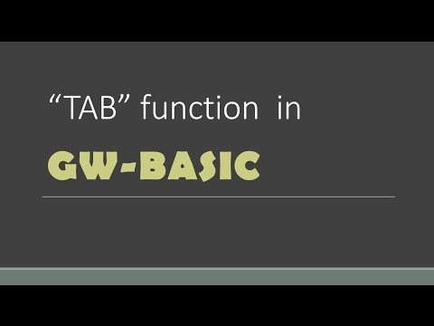 Tab Function In Gw Basic