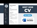 How To Make CV In Microsoft Word Best CV Format 2026 Quick Resume