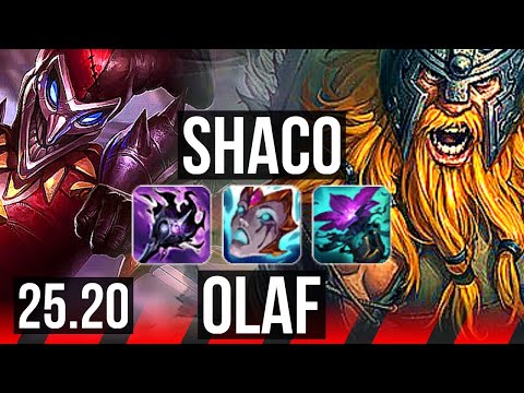 SHACO vs OLAF (TOP) | 49k DMG, 6k comeback, Legendary, 700+ games | NA Grandmaster | 25.20