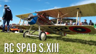 Big RC Plane SPAD S XIII Flying With Heavy Wind And Crosswind Landing
