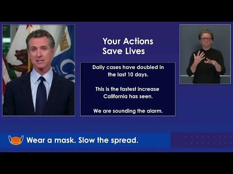 カリフォルニア州知事によると、COVID-19のケースは10日間で倍増したという。 (COVID-19 cases doubled in 10 days, says California governor)