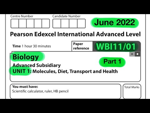 A level | biology | Unit 1 | Edexcel | June 2022. | Part 1 of 2