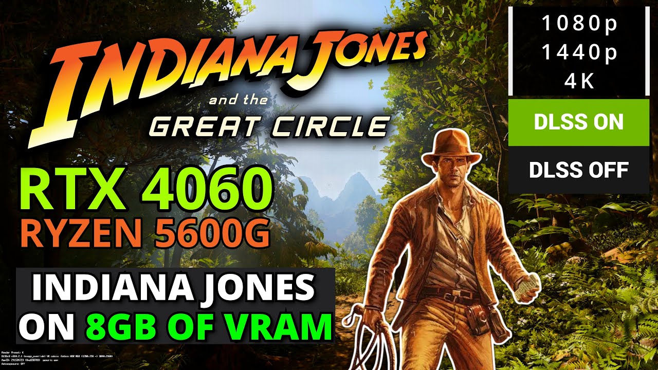 Indiana Jones and the Great Circle on RTX 4060 + Ryzen 5600G – 1080p/1440p/4K