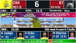 CSK VS GT Final Match Last 2 over live score and commentary Highlights