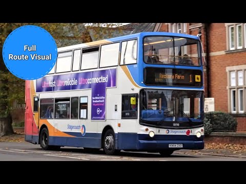 Stagecoach Northampton 1 Full Route Visual- Town Centre to Rectory Farm