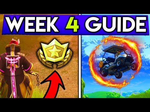 Fortnite WEEK 4 CHALLENGES GUIDE! FLAMING HOOP Locations, Secret Battlestar (Battle Royale Season 5)