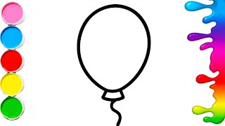 How to draw Rainbow Balloon 🎈Rainbow Balloon Drawing for Kids | Best Color Learning video for kids 🌈