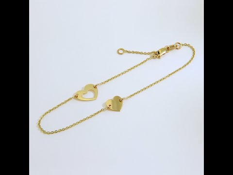 Bratara Lant Aur 14k Doua inimi - Two Hearts