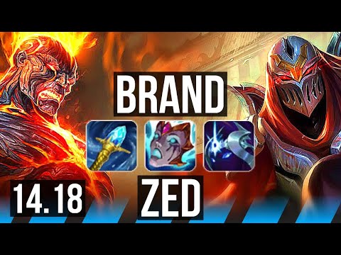 BRAND vs ZED (MID) | 7 solo kills, 10/4/11, Dominating | EUW Diamond | 14.18