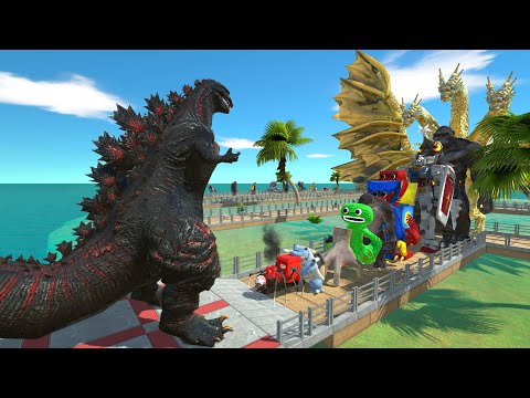Shin Godzilla vs Huggy Wuggy OASIS DEATH RUN - Animal Revolt Battle Simulator