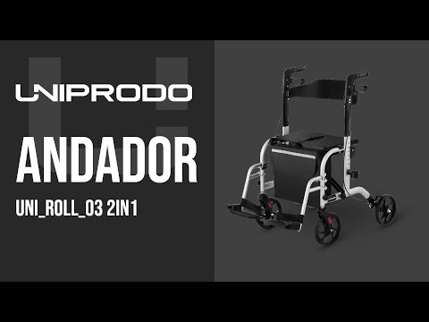 vídeo - Andador - quatro rodas - bolsa - prata - 2 em 1