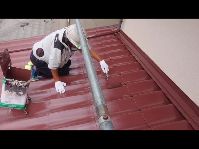 R4 8月20日　屋根上塗り1回目塗布