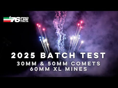[4k] Batch Testing 2025 No Debris Single Shots - '76 Pro Line Italia 30mm & 50mm Comets, 60mm Mines