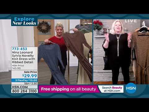 Nina Leonard Sylvia Novelty Knit Dress with Ribbed Detail