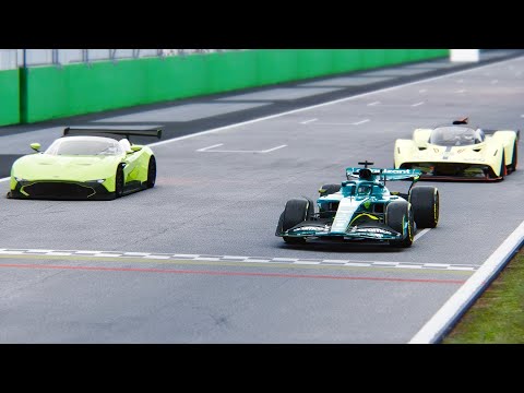 Aston Martin F1 2022 vs Aston Martin Valkyrie AMR Pro vs Aston Martin Vulcan R at Monza