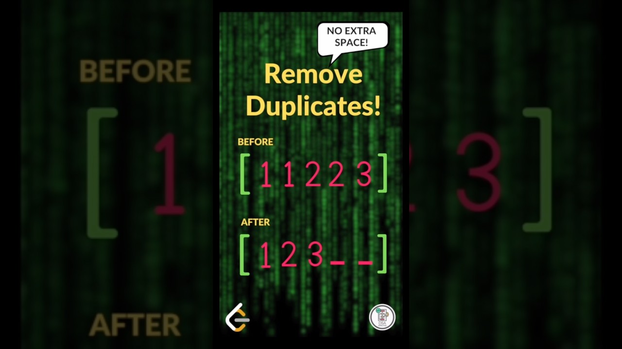 Remove duplicates in-place! #coding #maths #dsa