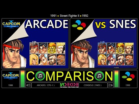 Street Fighter II (Arcade vs SNES) Dual Longplay - Side by Side Comparison