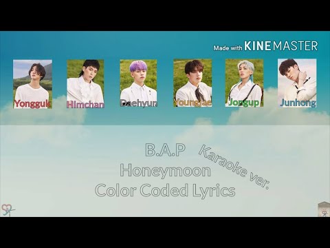 B.A.P (비에이피) - Honeymoon [Karaoke ver.] Color Coded Lyrics [Kpop]